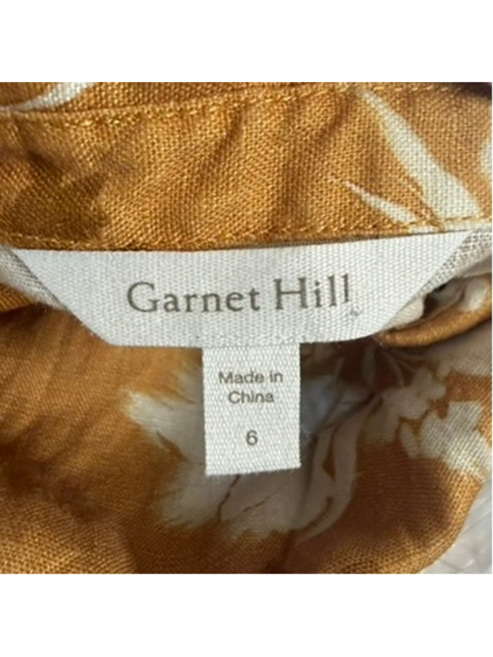 Garnet Hill Ochre Floral Sleeveless European Flax Linen Shirtdress Beachy size 6 - Picture 10 of 10